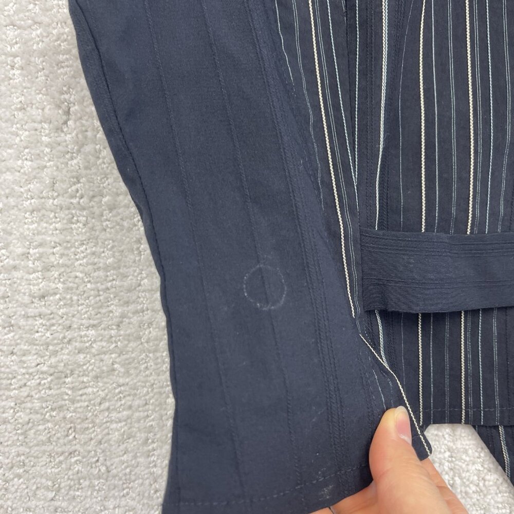 VTG Tailored Waistcoat Vest Dark Academia Steampunk Black Pin Stripe Wom Sz 6 - Picture 11 of 11